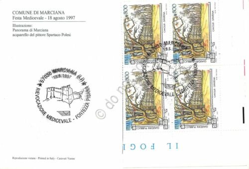 Cartolina Marchiana panorama illustrata Polesi timbro filatelico Rievocazio 1997