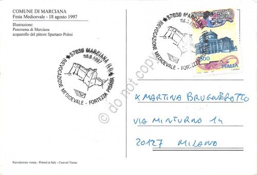 Cartolina Marciana Panorama illustrata timbro filatelico Festa Medioeval Lit 800 | Immagine Gallery 2
