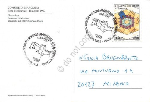 Cartolina Marciana Panorama illustrata timbro filatelico Festa Medioevale | Immagine Gallery 2