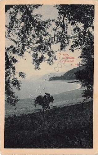 Cartolina Mare baia Poesia 1952