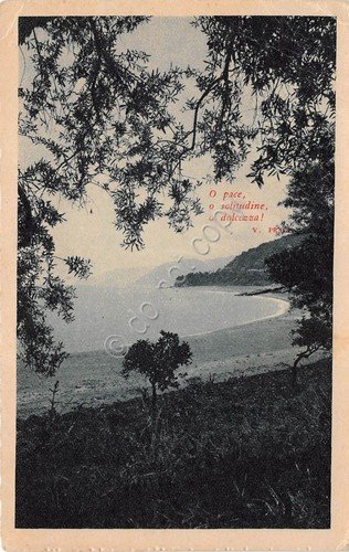 Cartolina Mare baia Poesia 1952