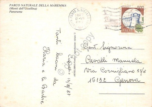 Cartolina Maremma Parco Naturale Monti Uccellina Panorama 1987 (Grosseto) | Immagine Gallery 2