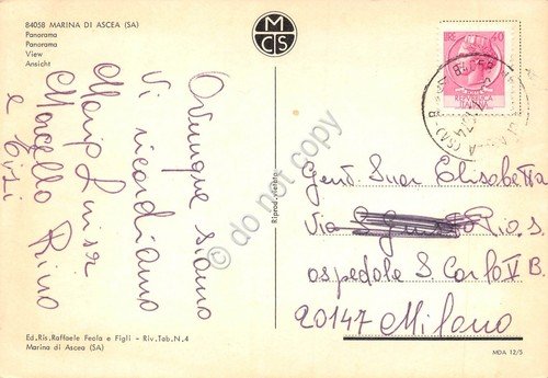 Cartolina Marina di Ascea panorama 1974