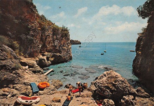 Cartolina Marina di Camerota Baia del silenzio animata anni '70