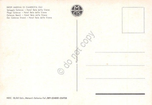 Cartolina Marina di Camerota Hotel Baia delle Sirene anni '70 | Immagine Gallery 2