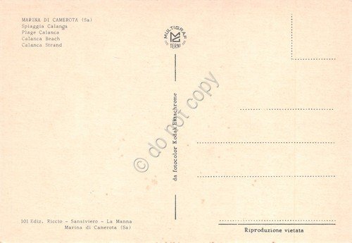 Cartolina Marina di Camerota spiaggia Calanga anni '70