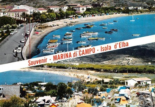 Cartolina Marina di Campo Isola d'Elba panorama via barche spiaggia …