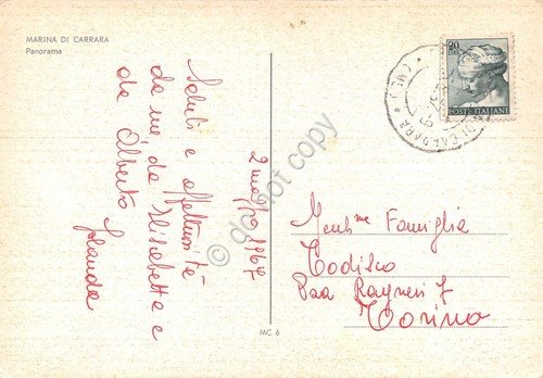 Cartolina Marina di Carrara panorama 1967 (Massa)