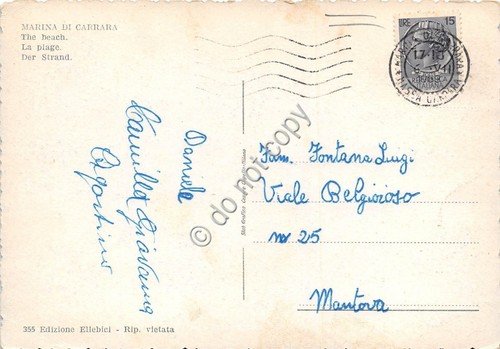 Cartolina Marina di Carrara spiaggia animata ombrelloni | Immagine Gallery 2