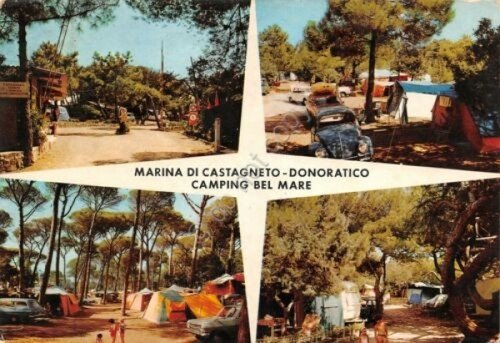 Cartolina Marina di Castagneto Donoratico Camping Bel Mare vedute 1978 | Immagine Gallery 1