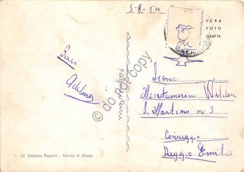 Cartolina Marina di Massa Albergo Italia 1954 | Immagine Gallery 2