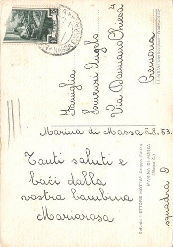 Cartolina Marina di Massa Colonie Ettore Motta Gruppo Edison 1953 | Immagine Gallery 2