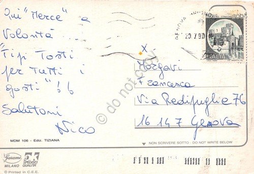 Cartolina Marina di Massa vedute grafica 1990