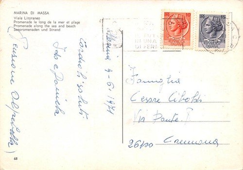 Cartolina Marina di Massa Viale Litoraneo 1971
