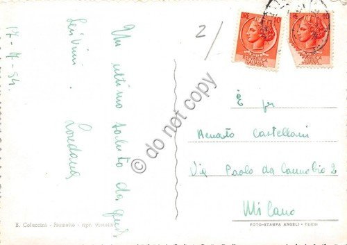 Cartolina Marina di Pietrasanta Fiumetto Viale Apua 1954