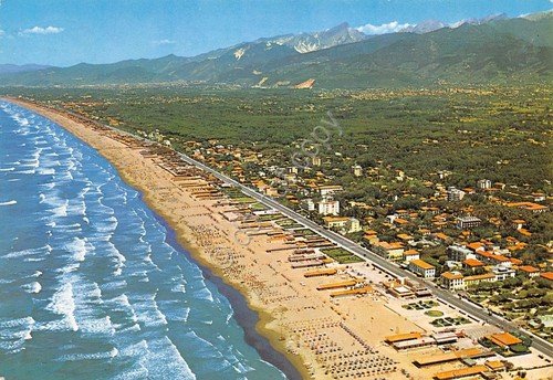Cartolina Marina di Pietrasanta panorama aereo 1989 timbro la versiliana … | Immagine principale