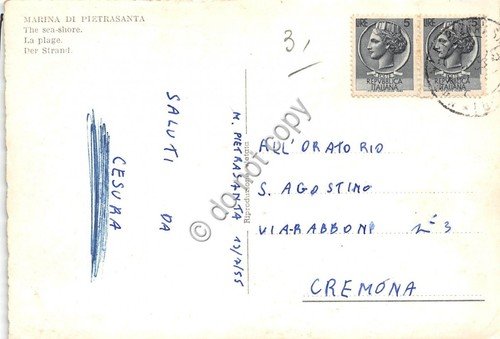 Cartolina Marina di Pietrasanta Spiaggia 1955 (Lucca) | Immagine Gallery 2