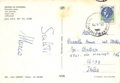 Cartolina Marina di Ravenna panorama aereo