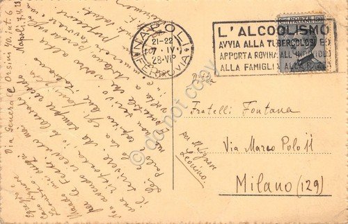 Cartolina Marina Pescatori reti 1928 TIMBRO ALCOLISMO danneggiata | Immagine Gallery 2