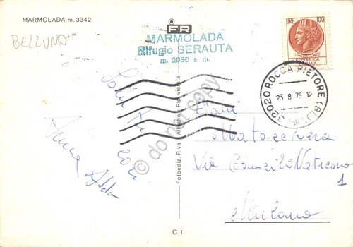 Cartolina Marmolada Rifugio Serauta timbro 1976 | Immagine Gallery 2