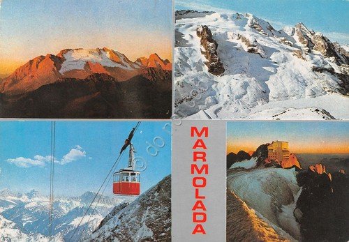 Cartolina Marmolada vedute funivia Timbro rifugio Punto Rocca 1984 (Belluno) | Immagine principale