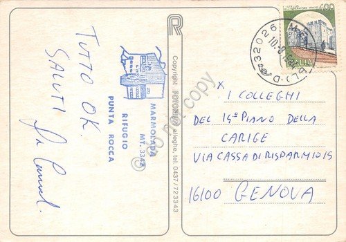 Cartolina Marmolada vedute funivia Timbro rifugio Punto Rocca 1984 (Belluno) | Immagine Gallery 2