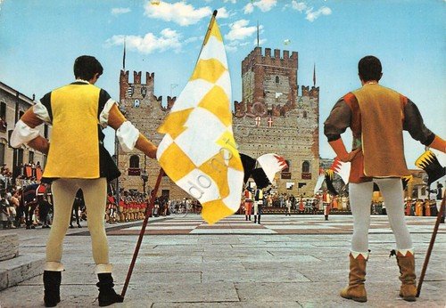 Cartolina Marostica Partita a scacchi Sbandieratori