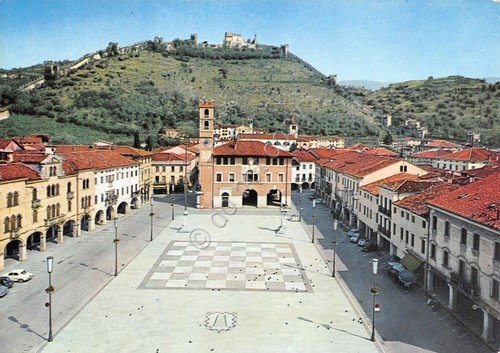 Cartolina Marostica Piazza Castello scacchiera (Vicenza)