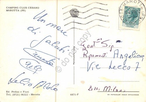 Cartolina Marotta Camping Club Cesano vedute 1975