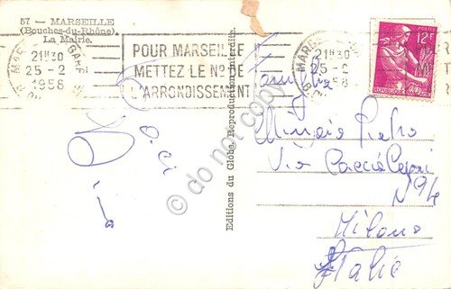 Cartolina Marsiglia La Mairie dal mare nave 1958 | Immagine Gallery 2