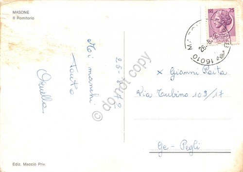 Cartolina Masone Romitorio 1972