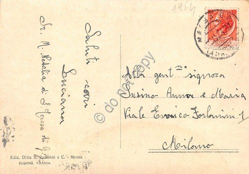 Cartolina Massa il Castello 1954