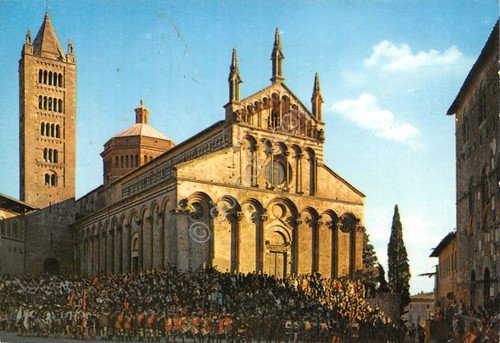 Cartolina Massa Marittima Duomo Parata delle Comparse del Balestro del …