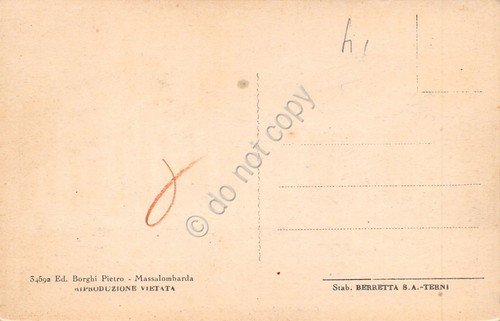 Cartolina Massalombarda Asilo infantile animata segni ingiallimento