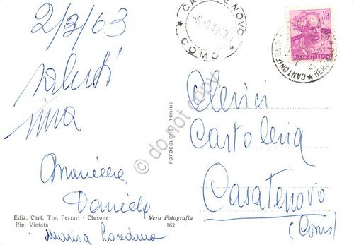 Cartolina Massiccio della Presolana Cappella Savina 1963