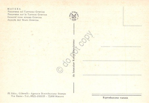 Cartolina Matera panorama sul torrente Gravina | Immagine Gallery 2