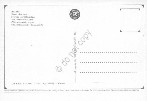 Cartolina Matera Sasso Barisano e via del paese animata anni …