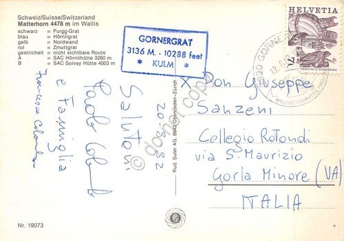 Cartolina Matterhorm im Wallis 1982 con percorsi di salita | Immagine Gallery 2
