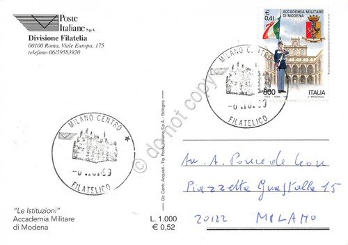 Cartolina Maximum Accademia Militare di Modena 1999 | Immagine Gallery 2