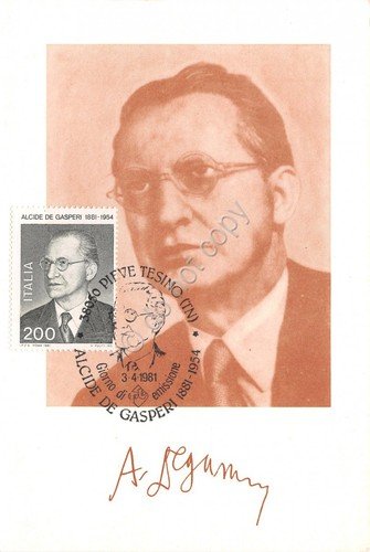 Cartolina Maximum Alcide De Gasperi 1981 | Immagine principale