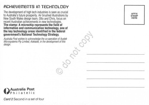 Cartolina Maximum Australia Achievments in technology card 2 1987