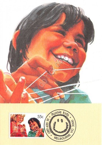Cartolina Maximum Australia Aussie Kids cat's cradle 1987