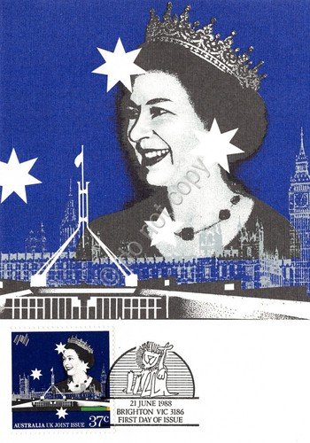 Cartolina Maximum Australia joint issue with UK Queen 1988 | Immagine principale