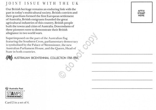 Cartolina Maximum Australia joint issue with UK Queen 1988