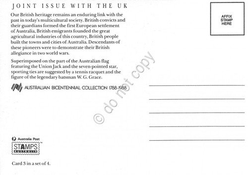 Cartolina Maximum Australia joint issue with UK W.G. Grace1988
