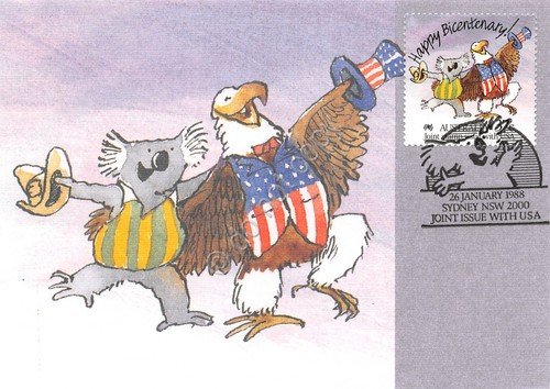 Cartolina Maximum Australia Sydney joint issue with USA 1988