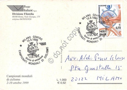 Cartolina Maximum Campionati mondiali di ciclismo Ottobre 1999
