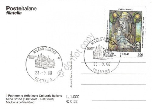 Cartolina Maximum Carlo Crivelli Madonna col Bambino Ancona Pinacoteca 2000