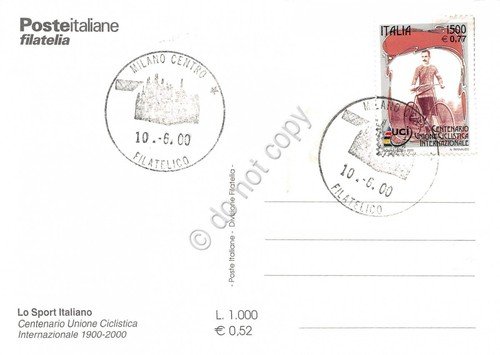 Cartolina Maximum Centenario Unione Ciclistica internazionale Rinnaudo 2000