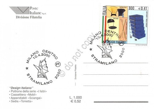 Cartolina Maximum Design Italiano Castiglioni Pesce Enzo Mari 2000